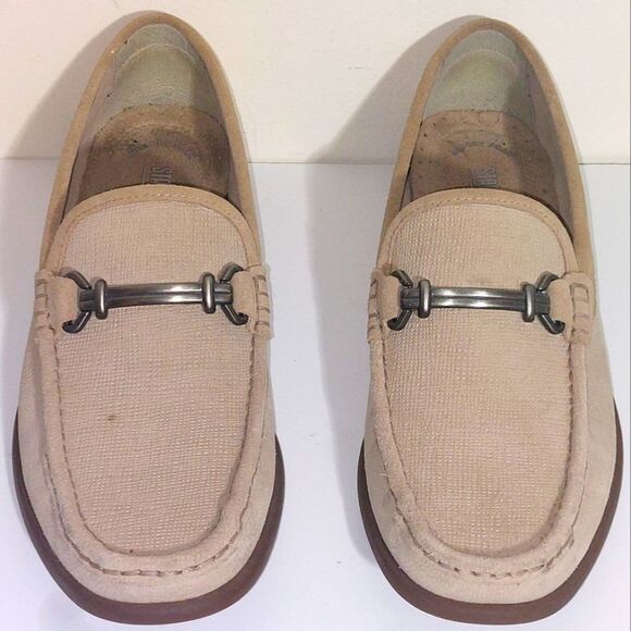 STACY ADAMS Men's Textured Leather Moc Toe Kelby Slip-on Loafers Beige Size 9M - Picture 1 of 14